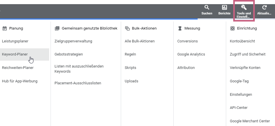 Grafik - Keyword-Planer