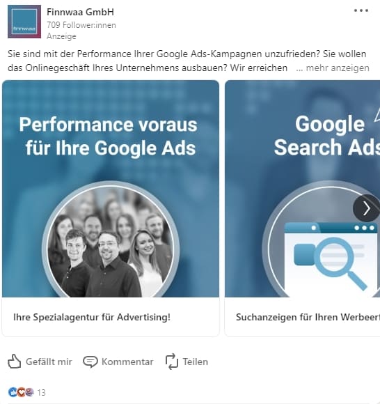 LinkedIn Ads Formate Überblick: LinkedIn Carousel Image Ads