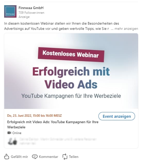 LinkedIn Ads Formate Überblick: LinkedIn Event Ads