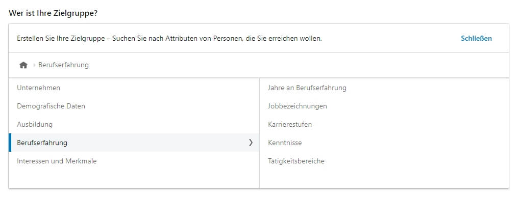 LinkedIn Ads Kampagnenmanager Berufserfahrung LinkedIn Targeting: LinkedIn Ads Kampagnenmanager Berufserfahrung