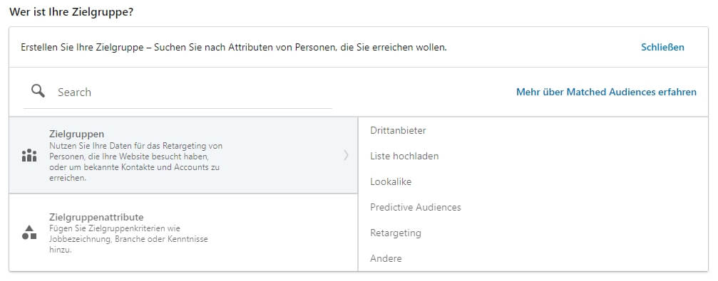 LinkedIn Ads Kampagnenmanager weitere Optionen für Zielgruppen LinkedIn Ads Targeting: LinkedIn Ads Kampagnenmanager weitere Optionen für Zielgruppen