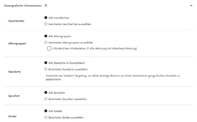Pinterest Targeting Demografie – 1