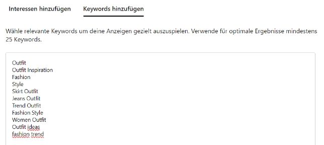 Pinterest Targeting Keywords – 1