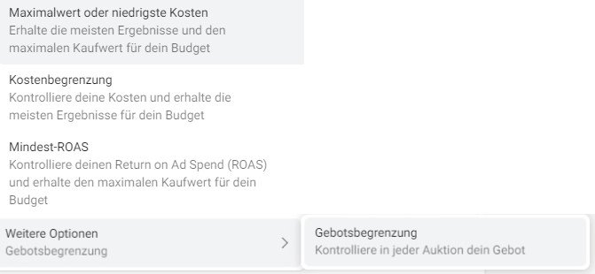 Grafik Facebook Campaign Budget Optimization - Gebotsbegrenzung