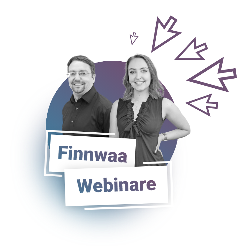 Finnwaa Webinare - Grafik mit Gerhard und Celine